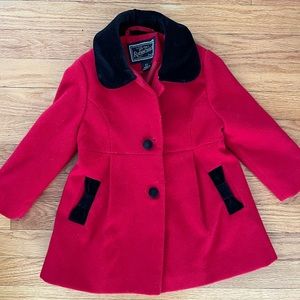 Red & Black Pea Coat, Size 2T